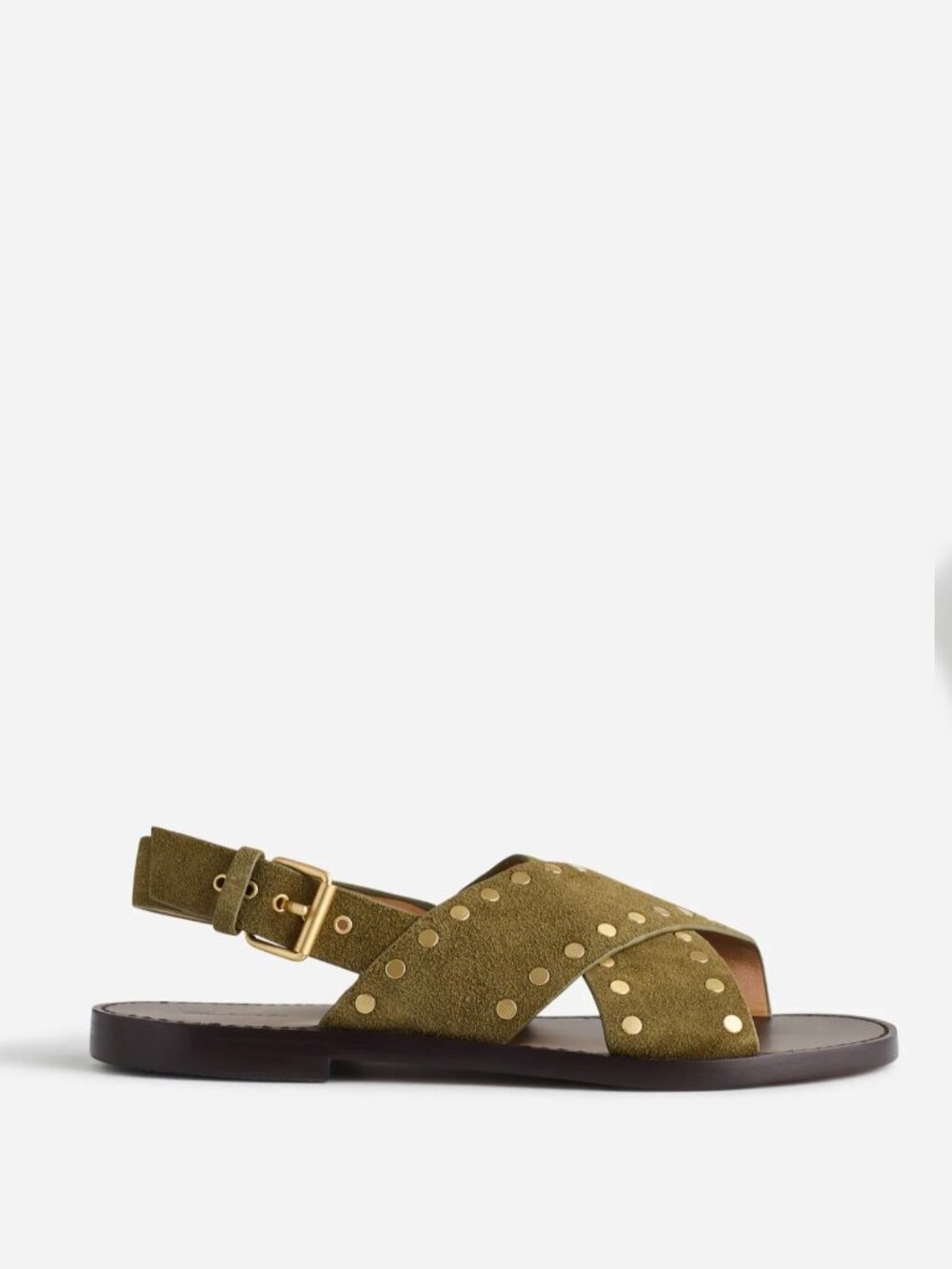 Madewell Suede Crossover Sandal, Olive Green, Size 9 - Picture 4 of 8